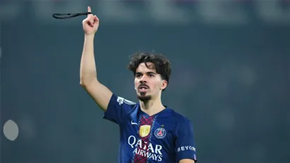 Vitinha celebrates for PSG (©Franco Arland/Getty Images)