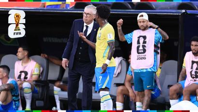 Ancelotti and Vini Jr, with Neymar in the background (©Marc Atkins/Getty Images)