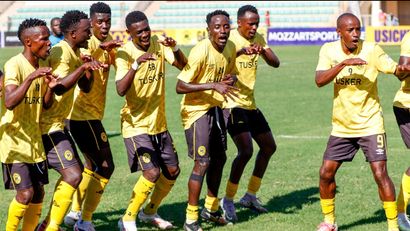 Tusker celebrate one of Simiyu's goals © Cyprian Aluda 