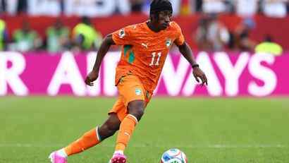 Yan Diomande in action for Ivory Coast (©Robert Cianflone/Getty Images)