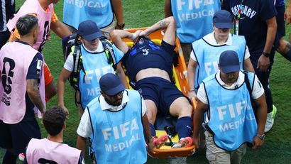 Ugarte was eventually carried off the pitch on a stretcher (©Gallo Images)