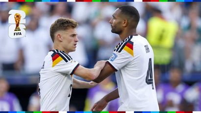 Kimmich comforts Tah after he missed from the spot (©ANP via Getty Images)