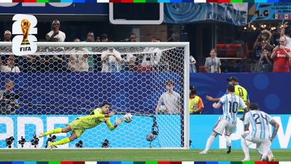 Mostafa Shobeir denies Messi's penalty in yesterday's match (©Elsa/Getty Images)