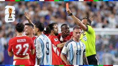 Referee shows a red card to Embolo (©Getty Images)