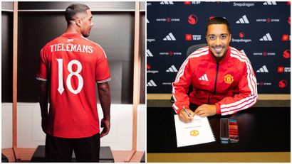 Tielemans got his Man Utd '18' shirt after signing a contract (©X/ManUtd) 