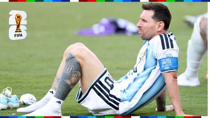 Messi sits on the ground following the defeat against Spain (©Dan Mullan/Getty Images)