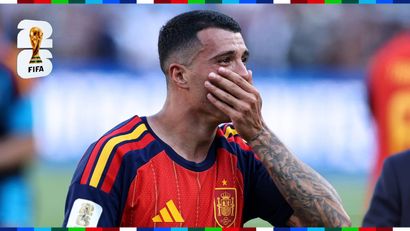 Pedro Porro in tears after winning the World Cup with Spain (©Buda Mendes/Getty Images)