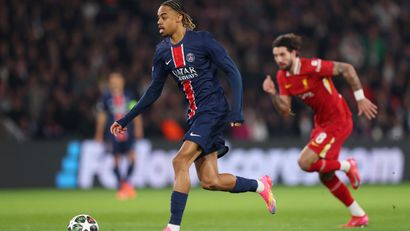 Barcola against Liverpool in the Champions League (© Julian Finney/Getty Images)