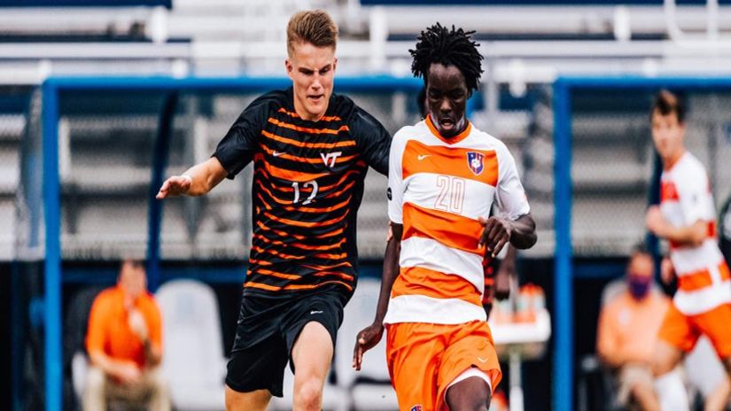 Kenyan defensive midfielder Philip Mayaka while playing for Clemson University.