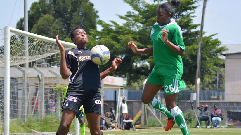 Makolanders' Martha Karimi shields the ball from Oserians' Edna Sumba in a past match ©MozzartSport