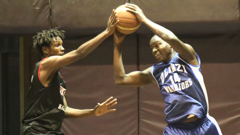 Equity's new signing Faheem Juma battles for the ball with Ulinzi's William Ochieng © Mozzart Sport