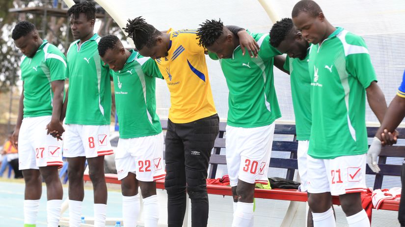Stima players seek divine intervention in a past game © Mozzart Sports