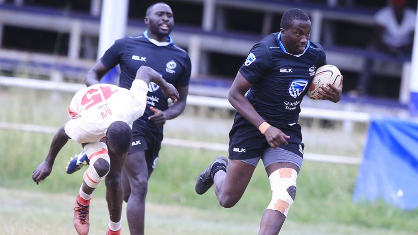 Tony Owuor outpaces James Odong of Nondies RFC. ©Mozzart Sport.