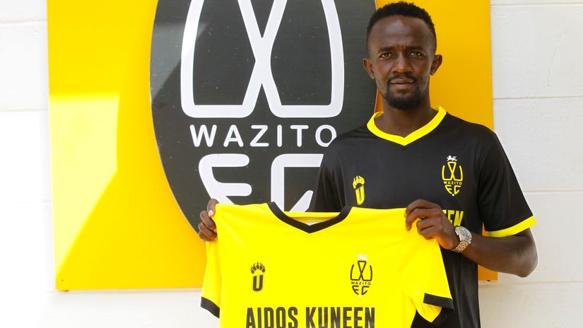 Elli Asieche during his unveiling at Wazito. © Mozzart Sport.