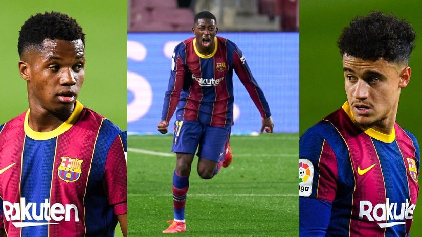 Fati, Dembele & Coutinho (©David Ramos, Quality Sports Images/Gallo Images)