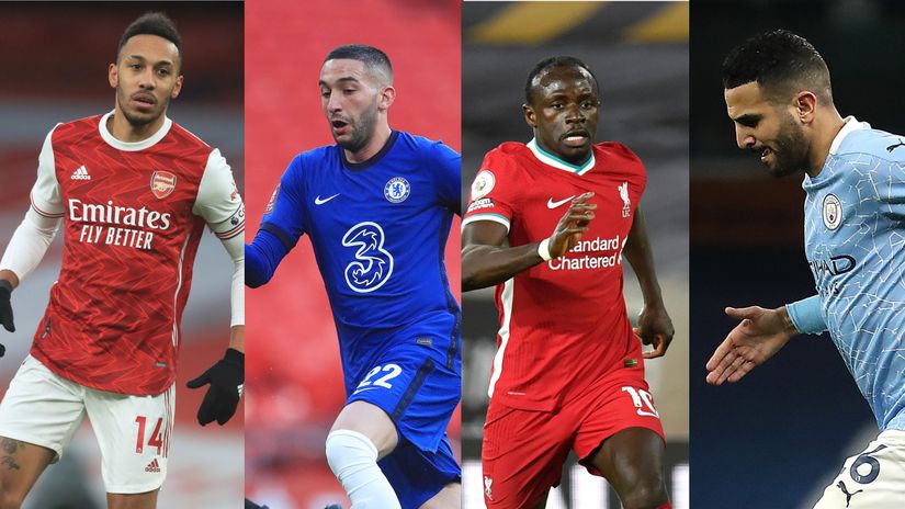 Aubameyang, Ziyech, Mane & Mahrez (©Pool/Gallo Images)