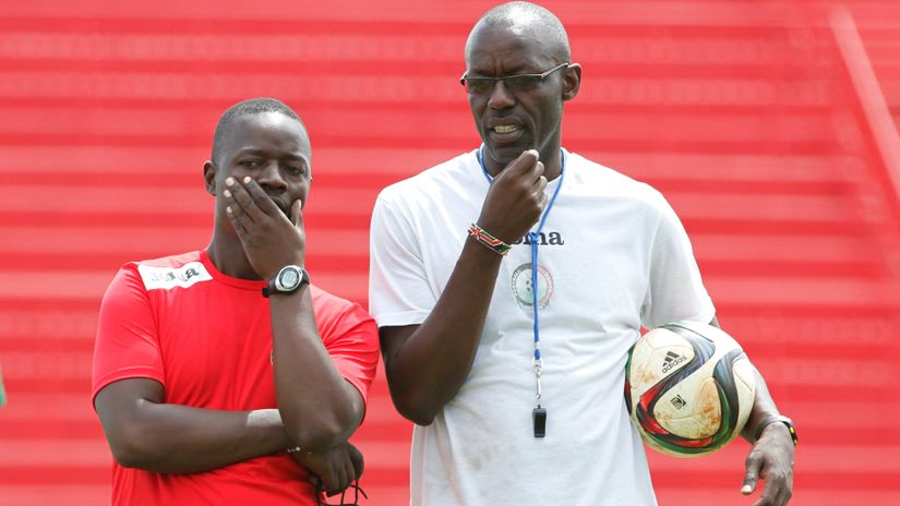 Musa Otieno (White) with David Ouma follow a previous training session © Mozzart Sport