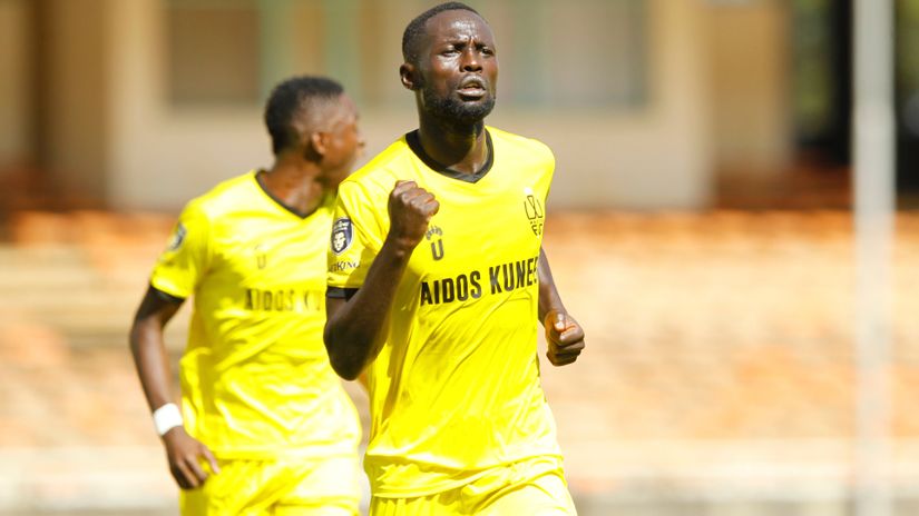 Michael Owino celebrates after scoring © Mozzart Sport