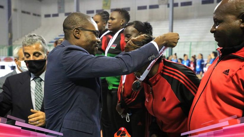 Kenya Prisons' medal ceremony for their third place finish at the Africa Club Championship