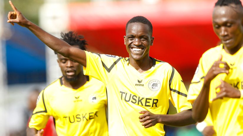 Boniface Muchiri celebrates after scoring for Tusker in a previous match © Mozzart Sport