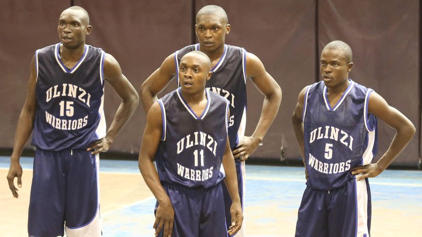 Ulinzi Warriors players from left; Joseph Owino, Antonio Bwire, Eric Mutoro (11) and Tiberious Menya in a past match