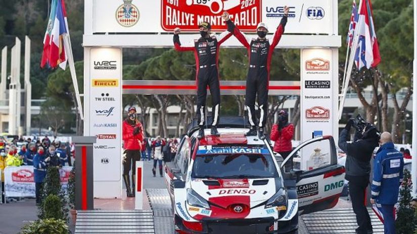 Sébastien Ogier and co-driver Julien Ingrassia celebrate winning Monte Carlo WRC leg © Courtesy