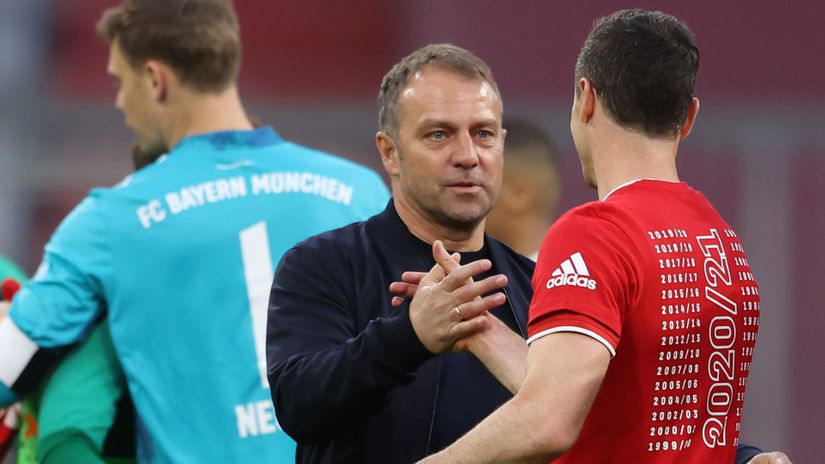 Flick's farewell to Bayern and Lewandowski (© Alexander Hassenstein/Getty Images)