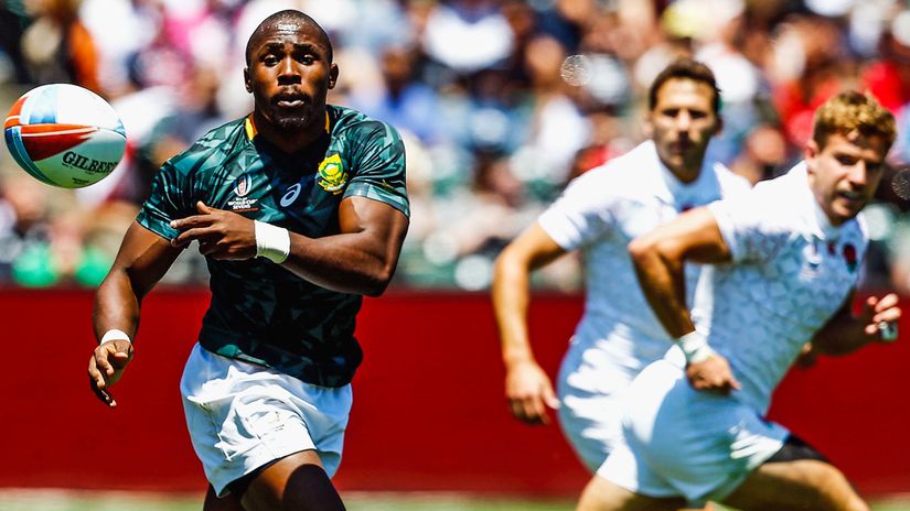 Siviwe Soyizwapi in action at the 2018 Rugby World Cup Sevens in San Francisco. Courtesy