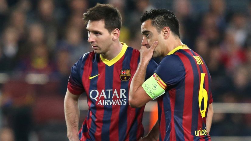 Hoping to work together: Messi and Xavi (©AFP)
