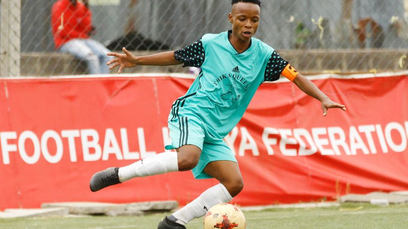 Thika Queens Mwanahalima Jereko in action during their FKF Women Premier League (WPL) at Camp Toyoyo Grounds on June 12