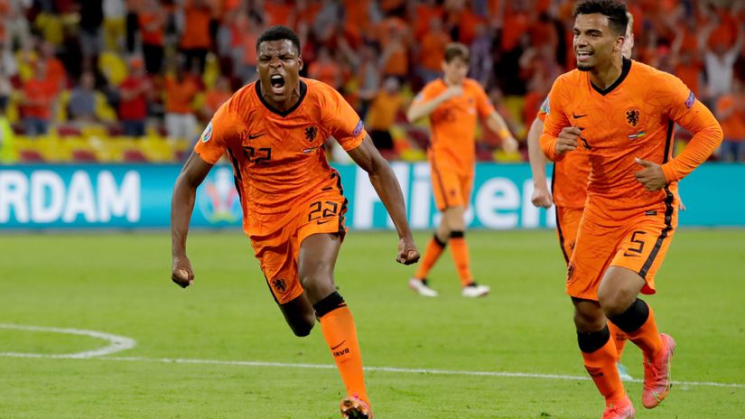 Dumfries celebrates a winner (©Eric Verhoeven/Soccrates/Getty Images)