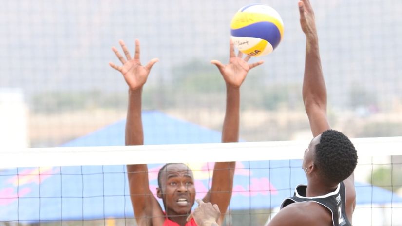 Enock Mogeni in action against Mozambique 