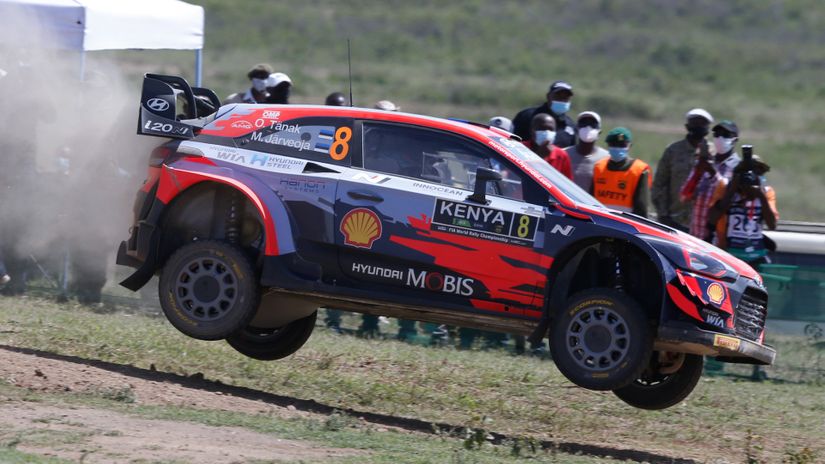 Ott Tanak navigated by Martin Jarveoja during the WRC Safari Rally Kenya shakedown at Loldia in Naivasha on June 23, 2021. 