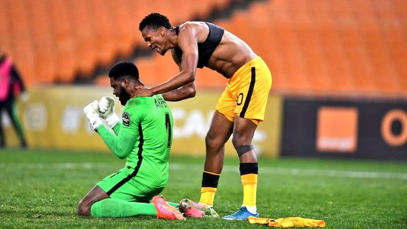 Daniel Akpeyi passionately celebrates the historic moment © Kaizer Chiefs