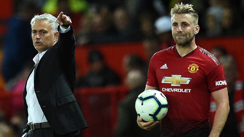The rift widens: Jose Mourinho and Luke Shaw in 2018 (©AFP)