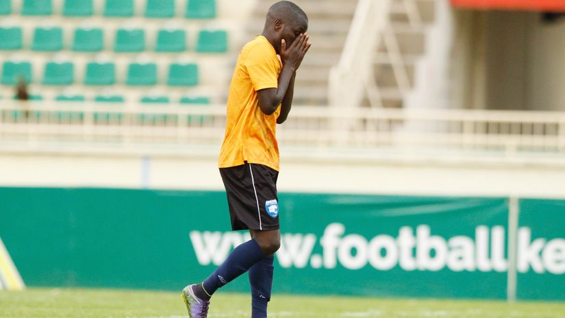 AFC Leopards captain Isaac Kipyegon agonizes after missing his penalty against Gor Mahia © Mozzart Sport
