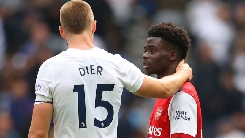 The Three Lions players Dier and Saka today (©Catherine Ivill/Getty Images)