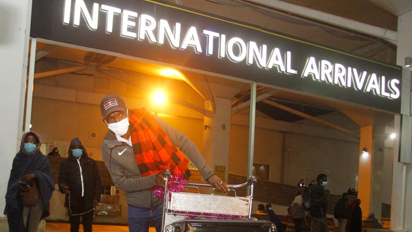 Eliud Kipchoge arriving at JKIA