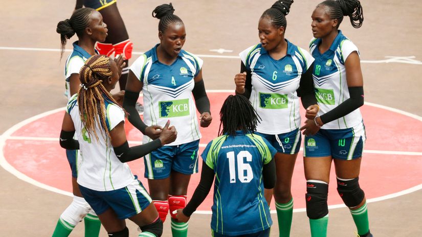 KCB Women's Volleyball team celebrate a point