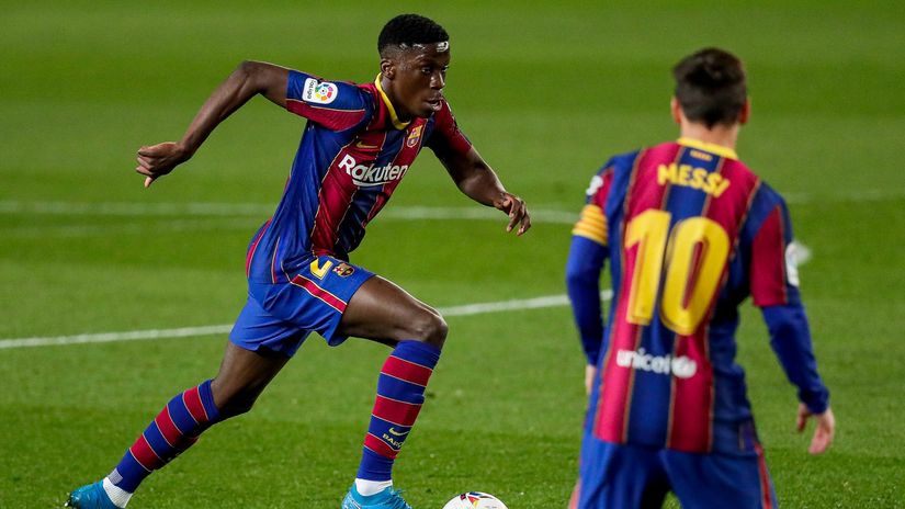 Moriba & Messi while playing for Barcelona (©Gallo Images)