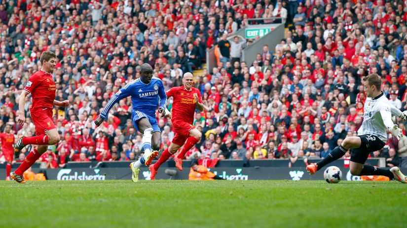 Demba Ba scores THAT goal against Liverpool (©Darren Staples/Reuters)