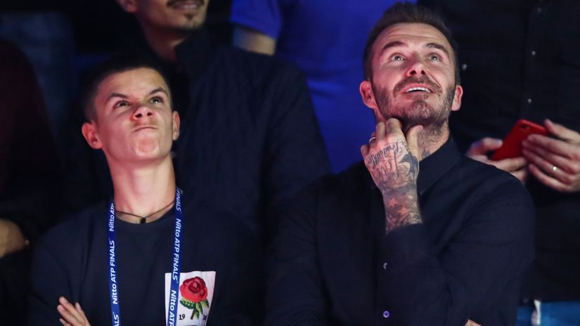 Well done, son! Romeo and David Beckham (©Gallo Images)