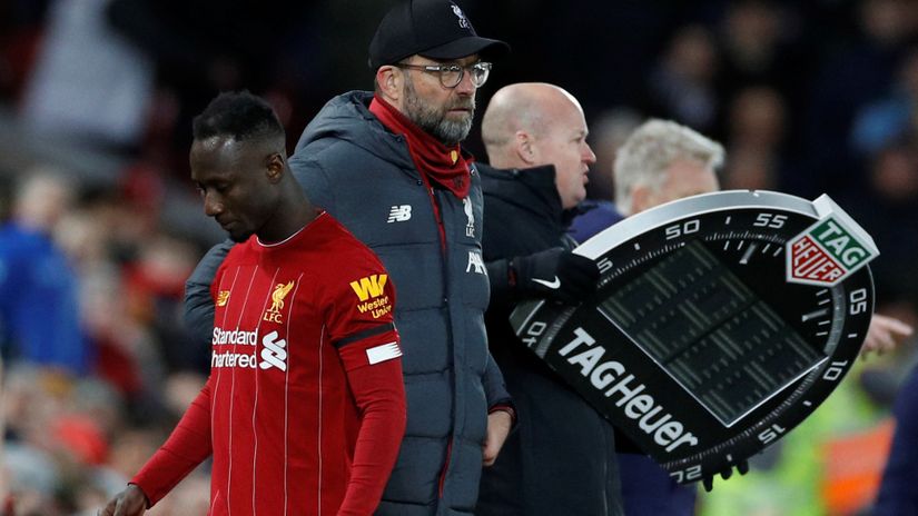 Naby Keita and Jurgen Klopp (©REUTERS/Phil Noble)
