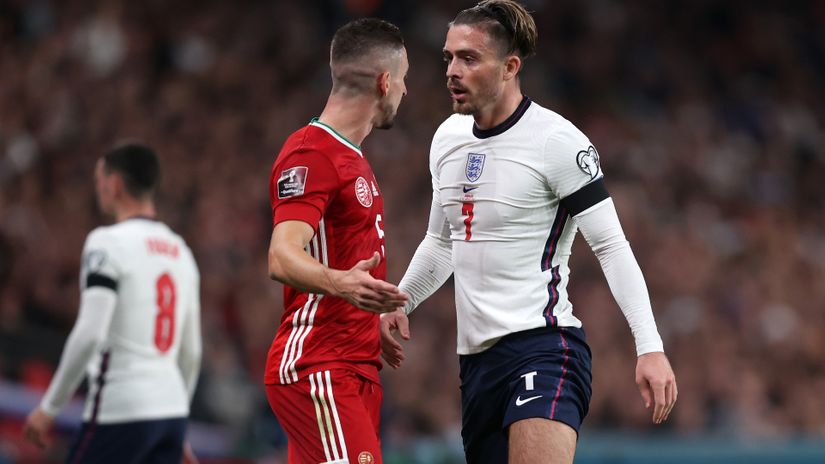 Jack Grealish confornts Zsolt Nagy (©Julian Finney/Getty Images)
