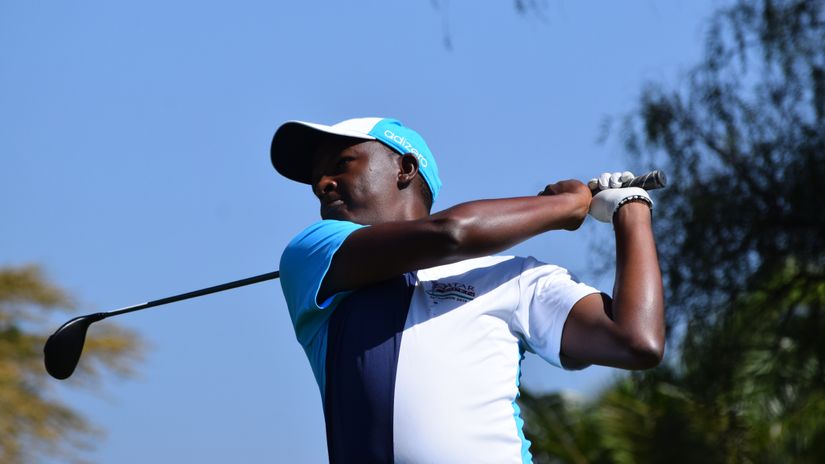 Samuel Njoroge follows his shot at the Great Rift Valley Golf Resort 