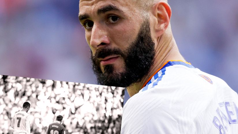 Ronaldo and Messi during one 'El Clasico' and Karim Benzema (©Gallo images)