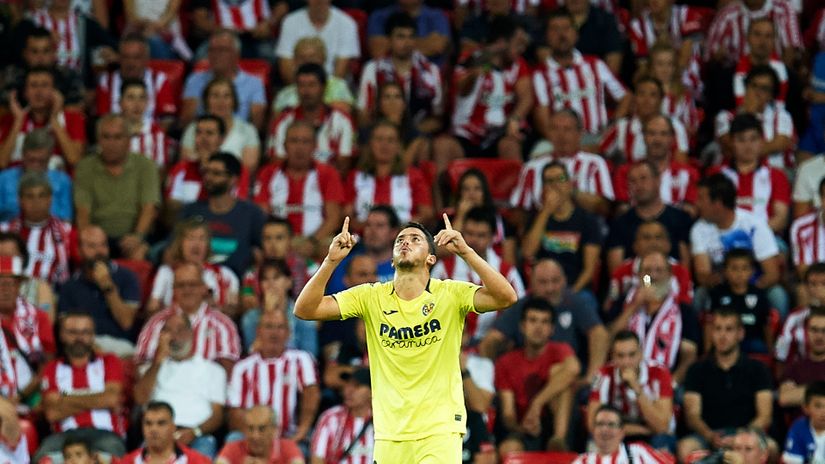 Pablo Fornals after scoring at San Mames in 2018 (©Juan Manuel Serrano Arce/Getty Images)