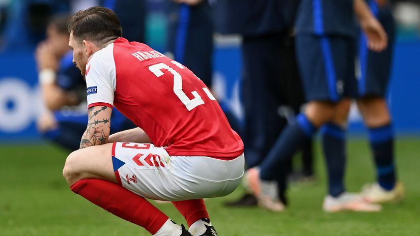 Hojbjerg at the EURO 2020 witnessing the collapse of his team mate Eriksen (©Gallo Images)
