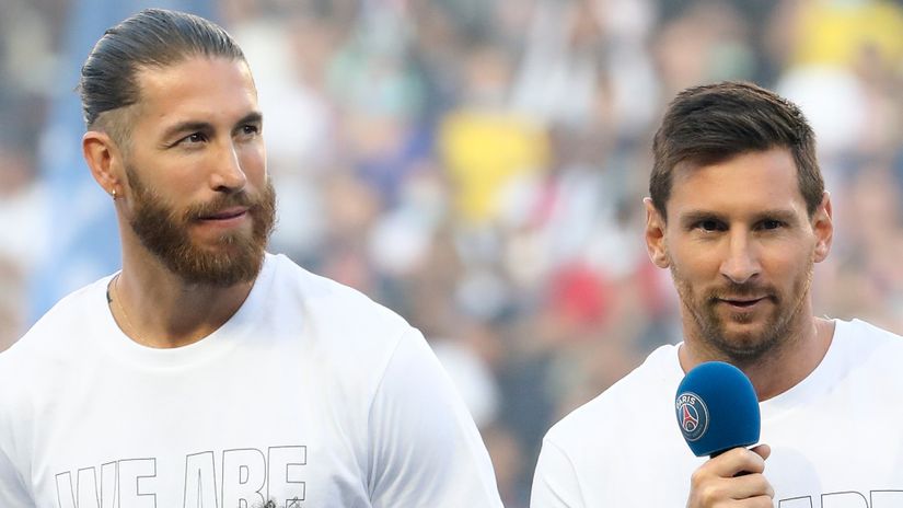 Ramos & Messi at their PSG unveiling (©Gallo Images)