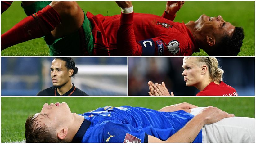 Cristiano Ronaldo (top), Van Dijk (left), Haaland (right) and Barela (bottom) (©Gallo images/MozzartSportKenya)